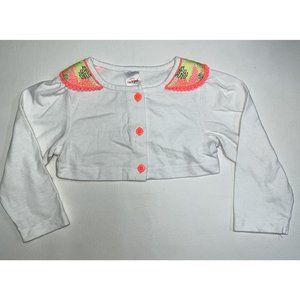 Cat Jack Baby Girl Cardigan Top Size 18 M White Neon Orange Button Up Spring